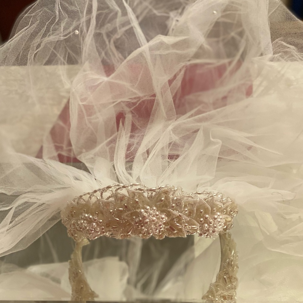 Pearl Embellished Gorgeous Wedding Gown & Veil - Picture 15 of 15